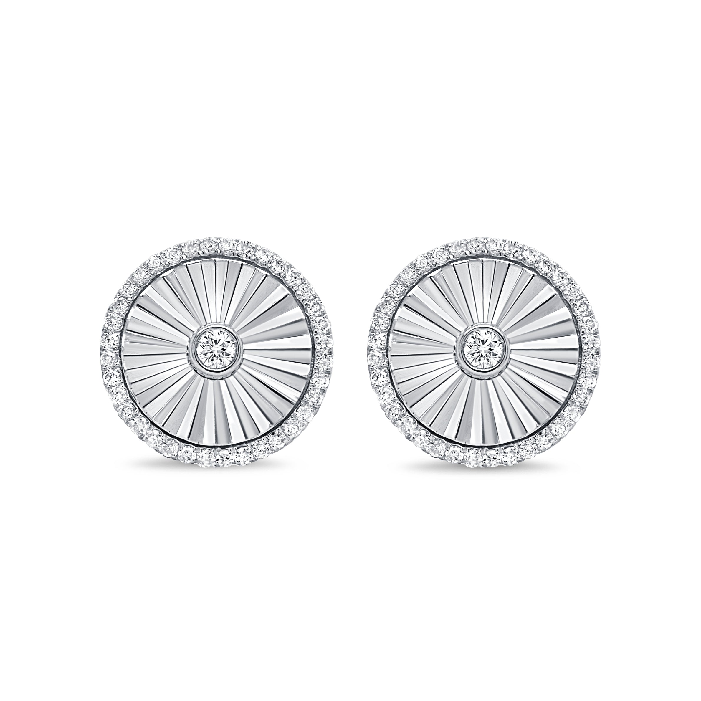 Diamond Fluted Disc Earrings