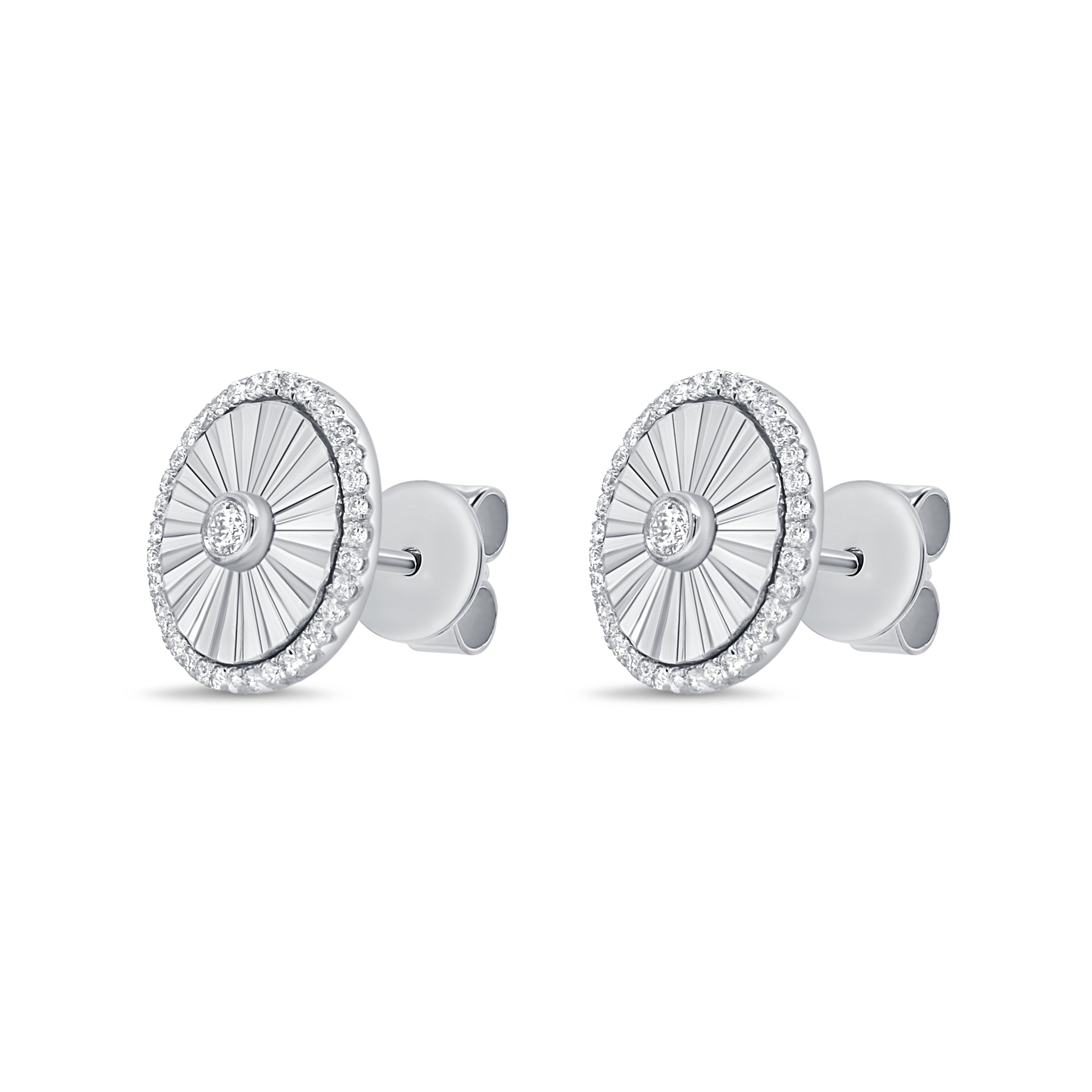 Diamond Fluted Disc Earrings