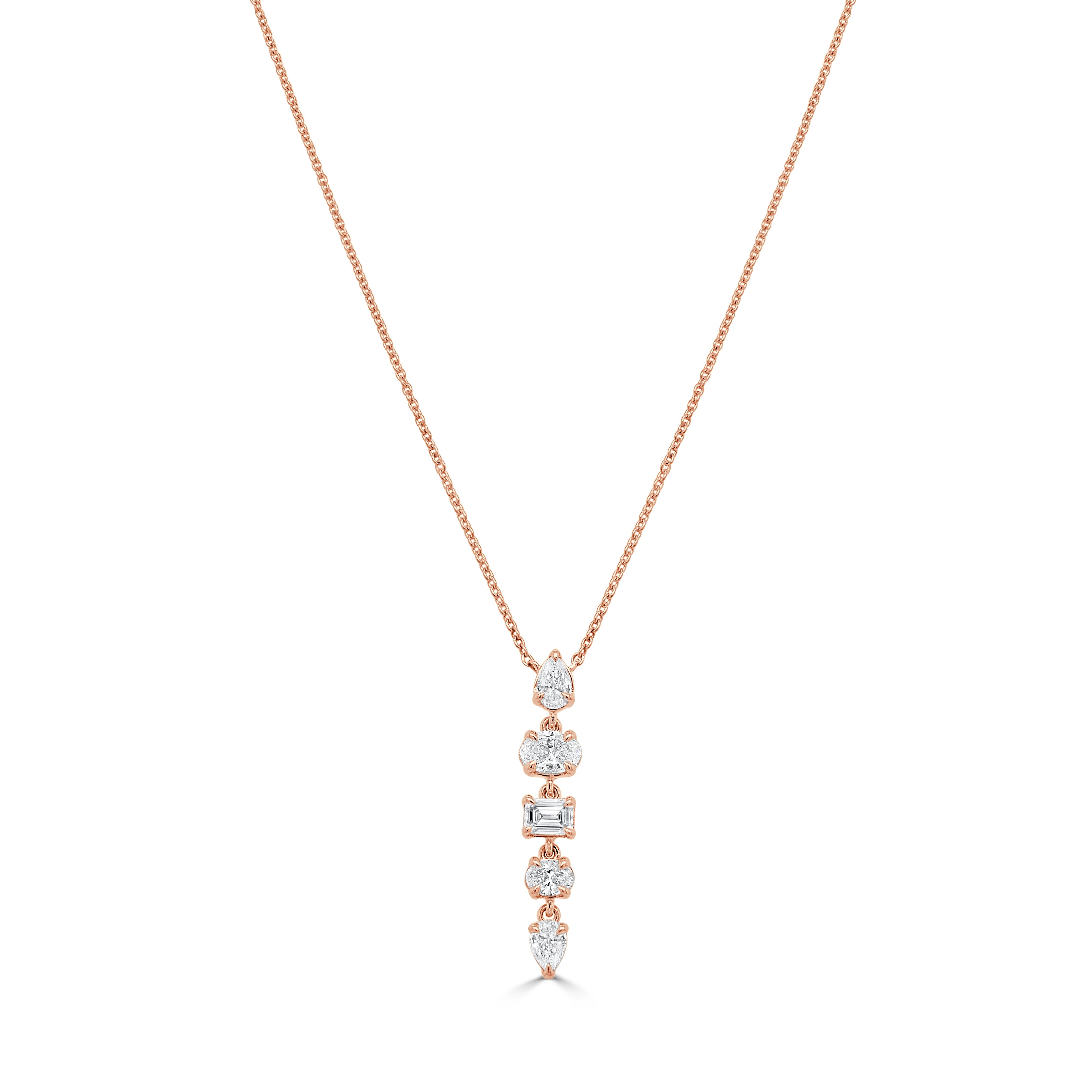 Mix-Shape Diamond Drop Necklace