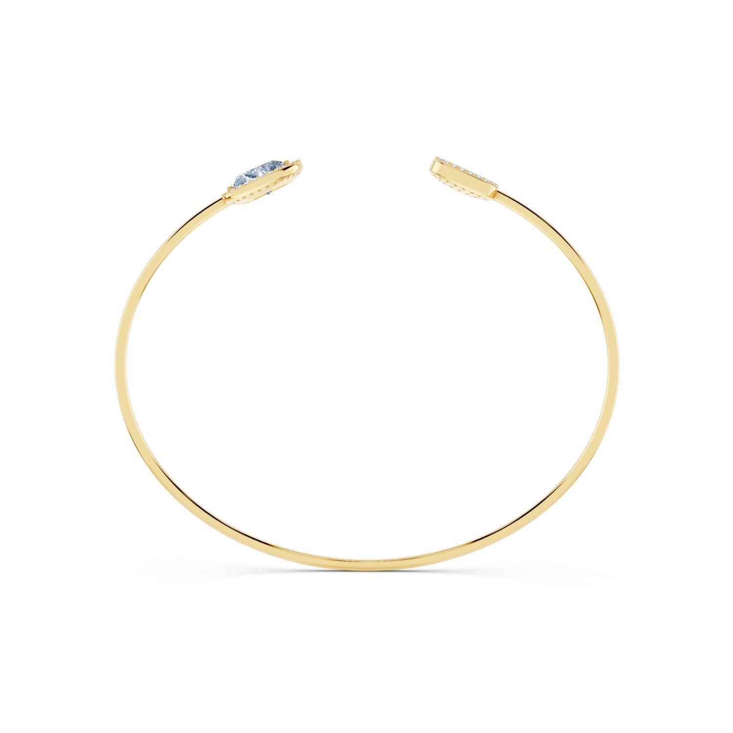 Aquamarine Blue Halo Open Cuff Bangle