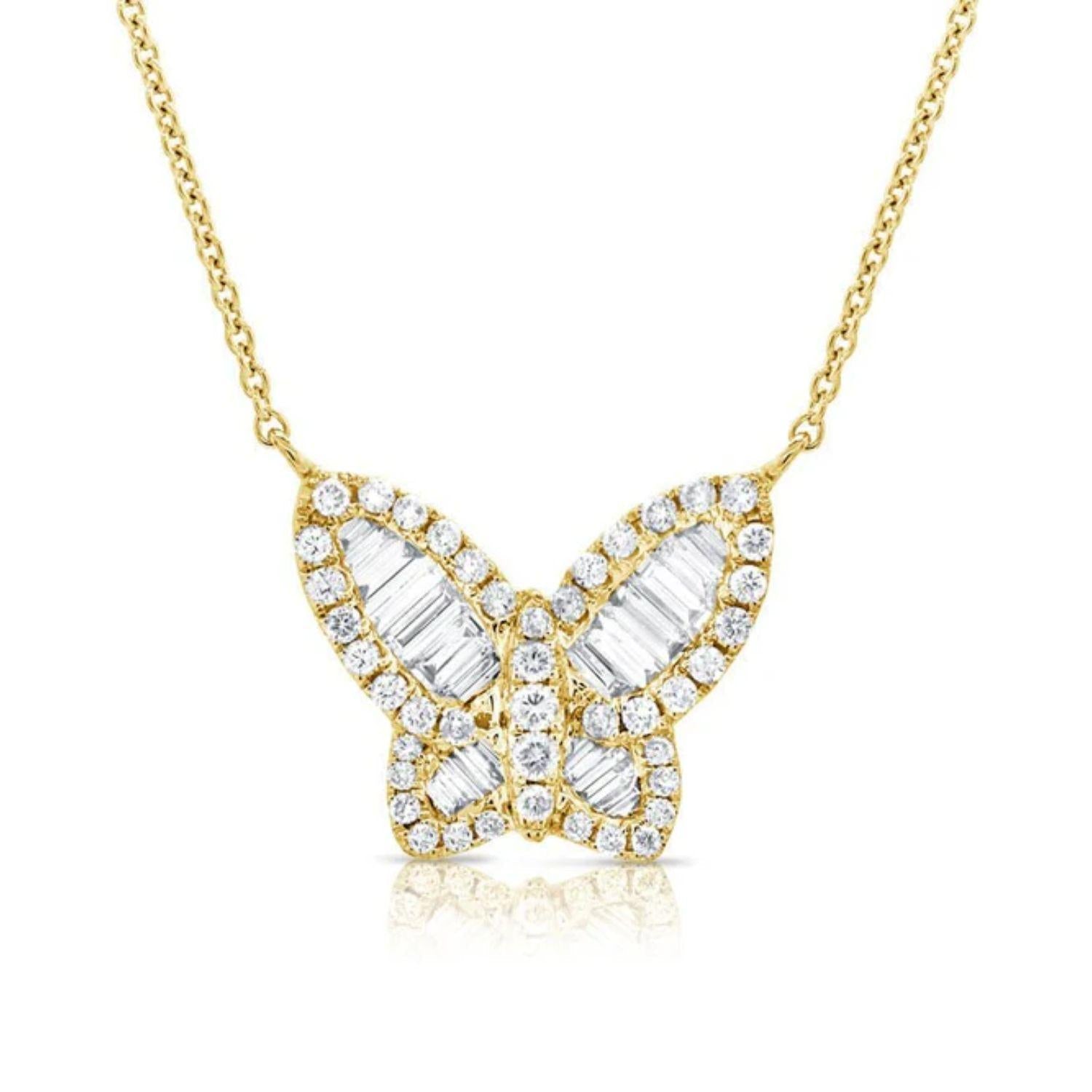 Baguette Diamond Butterfly Necklace