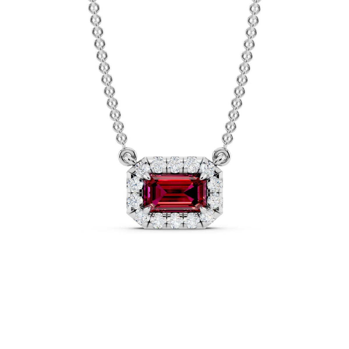 Birthstone Halo Pendant Necklace