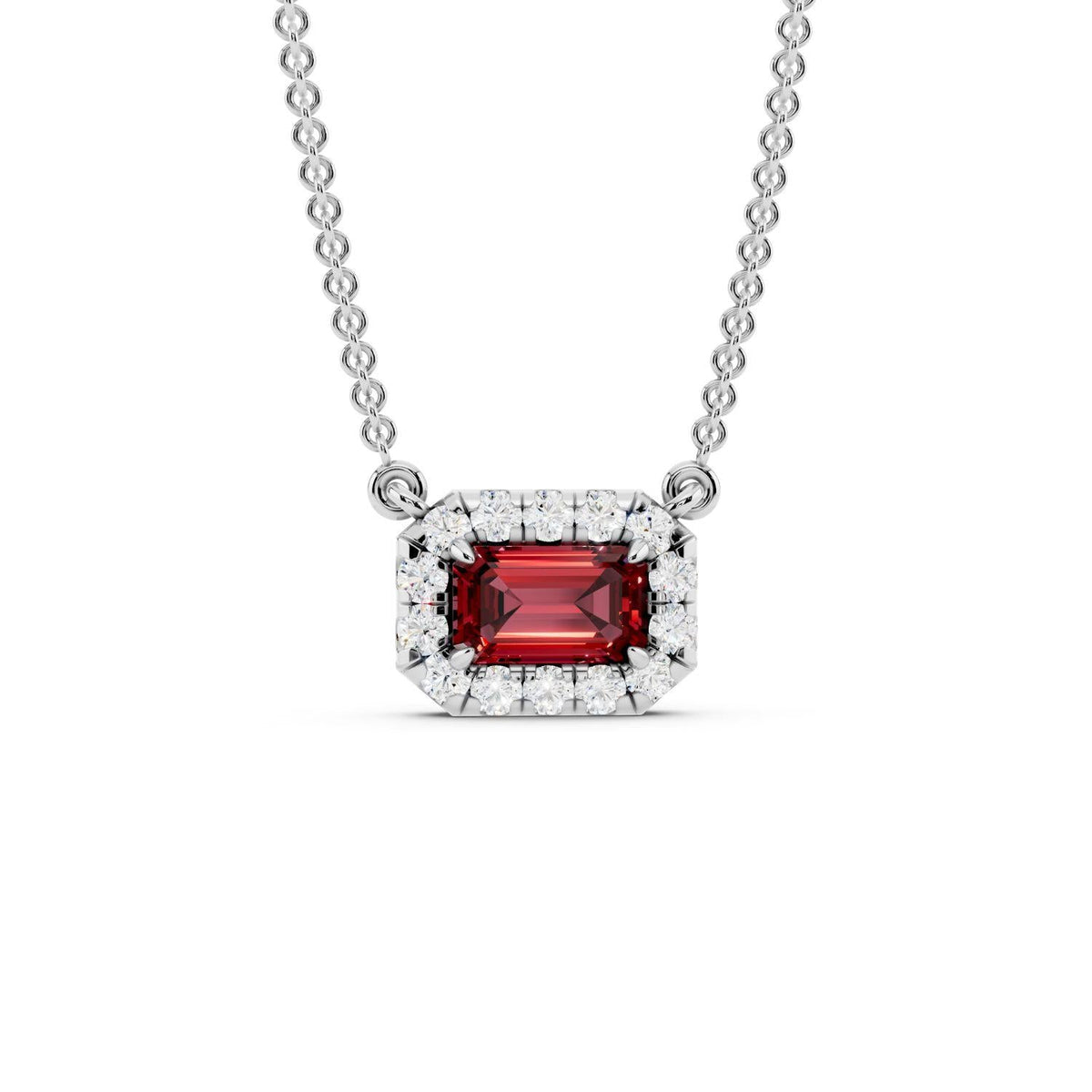 Birthstone Halo Pendant Necklace