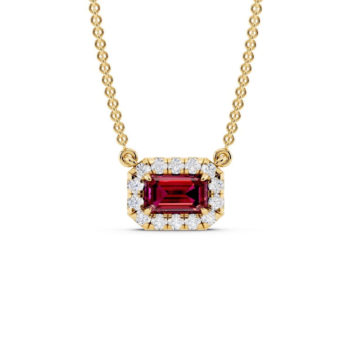 Birthstone Halo Pendant Necklace