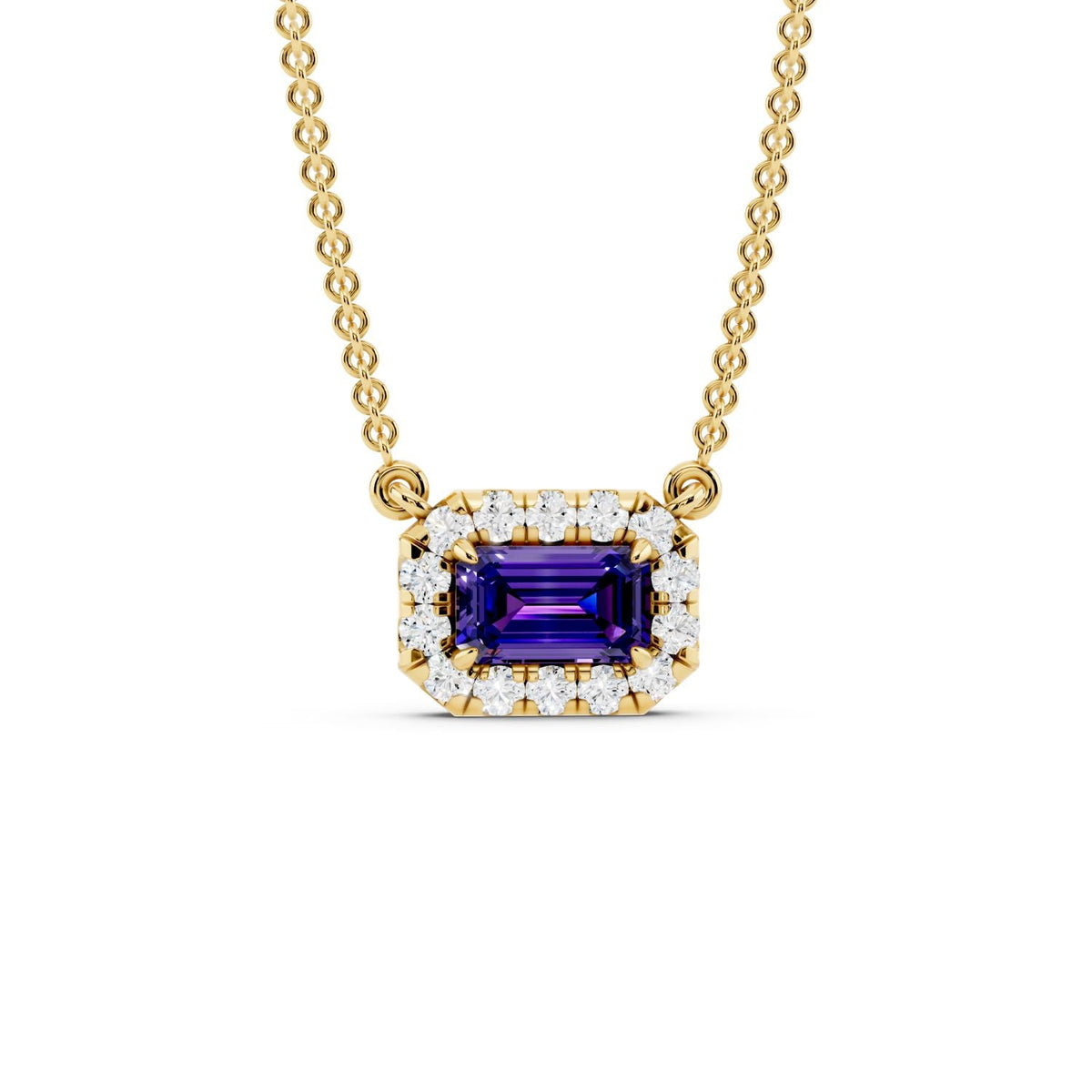 Birthstone Halo Pendant Necklace