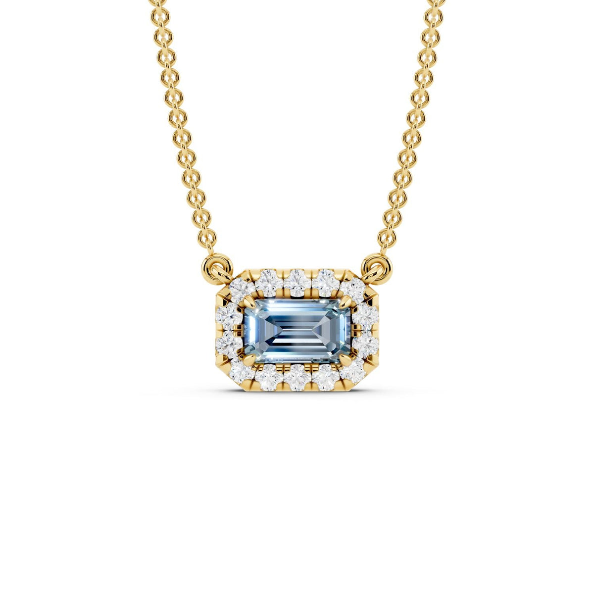 Birthstone Halo Pendant Necklace