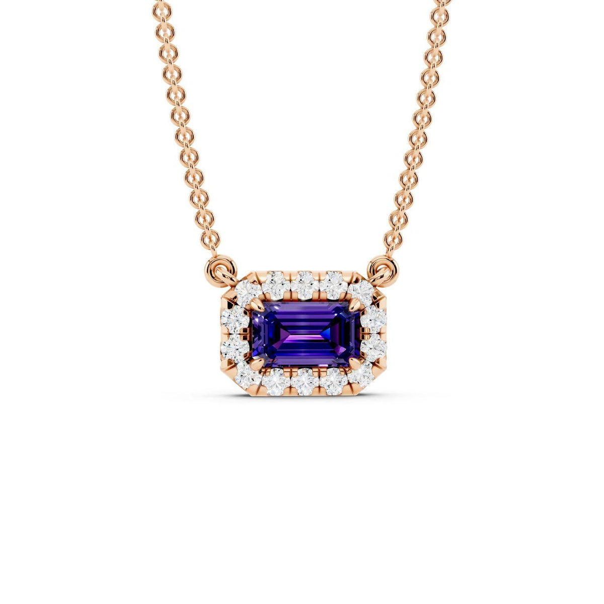 Birthstone Halo Pendant Necklace