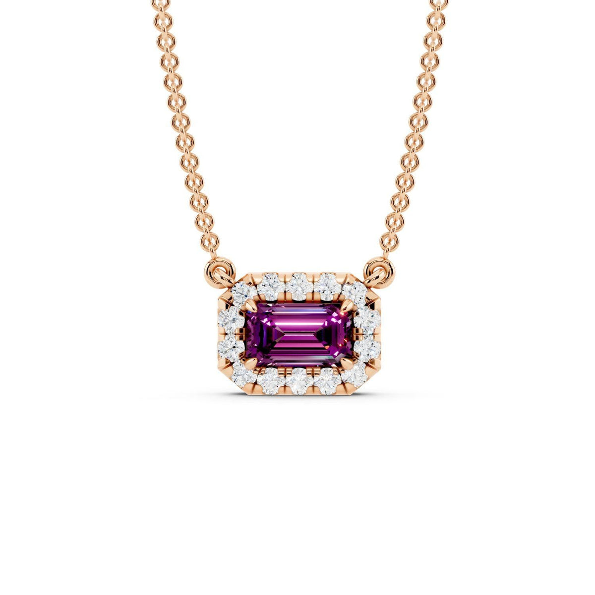 Birthstone Halo Pendant Necklace