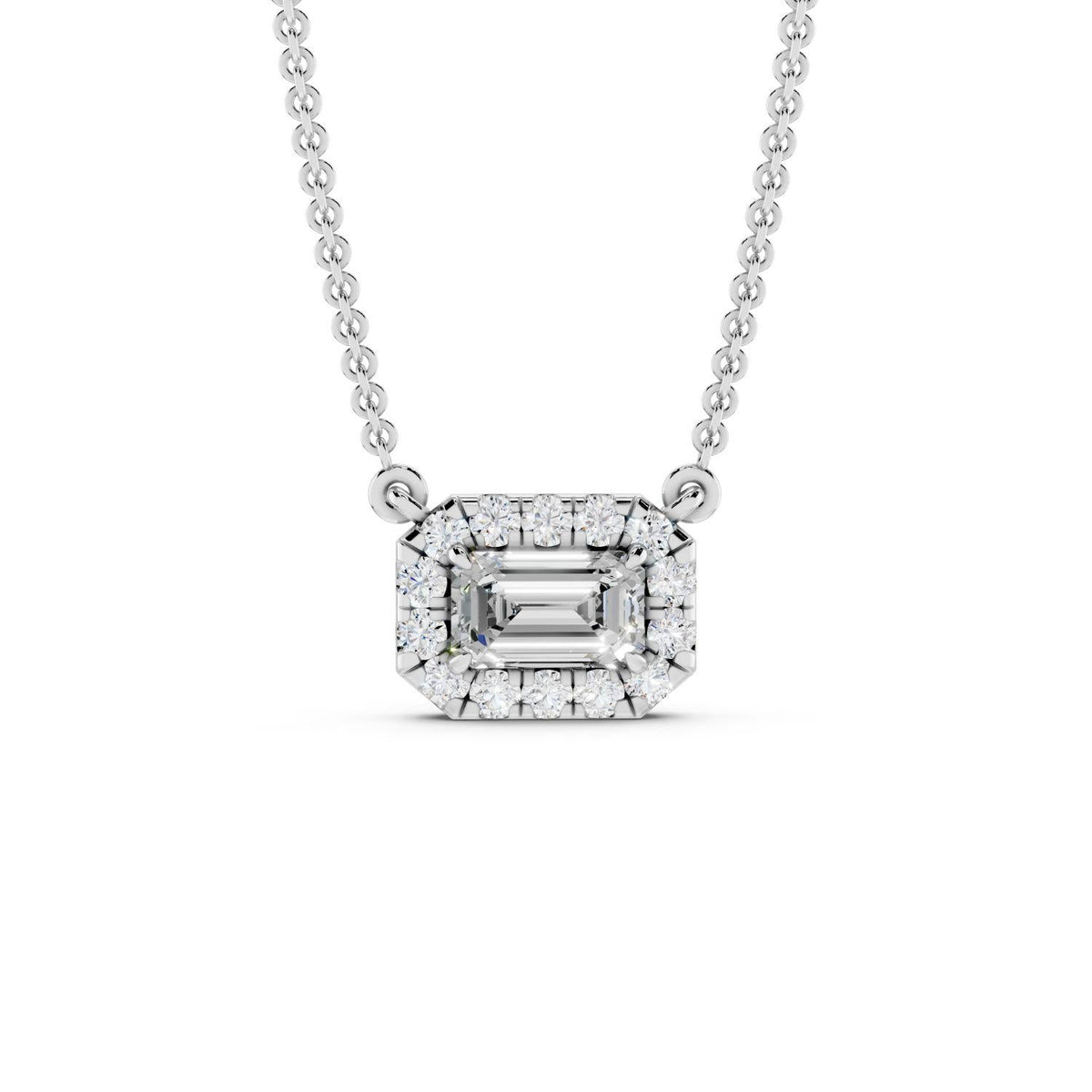 Birthstone Halo Pendant Necklace