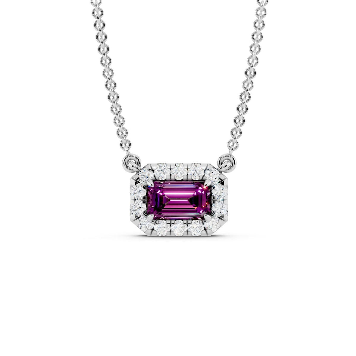 Birthstone Halo Pendant Necklace