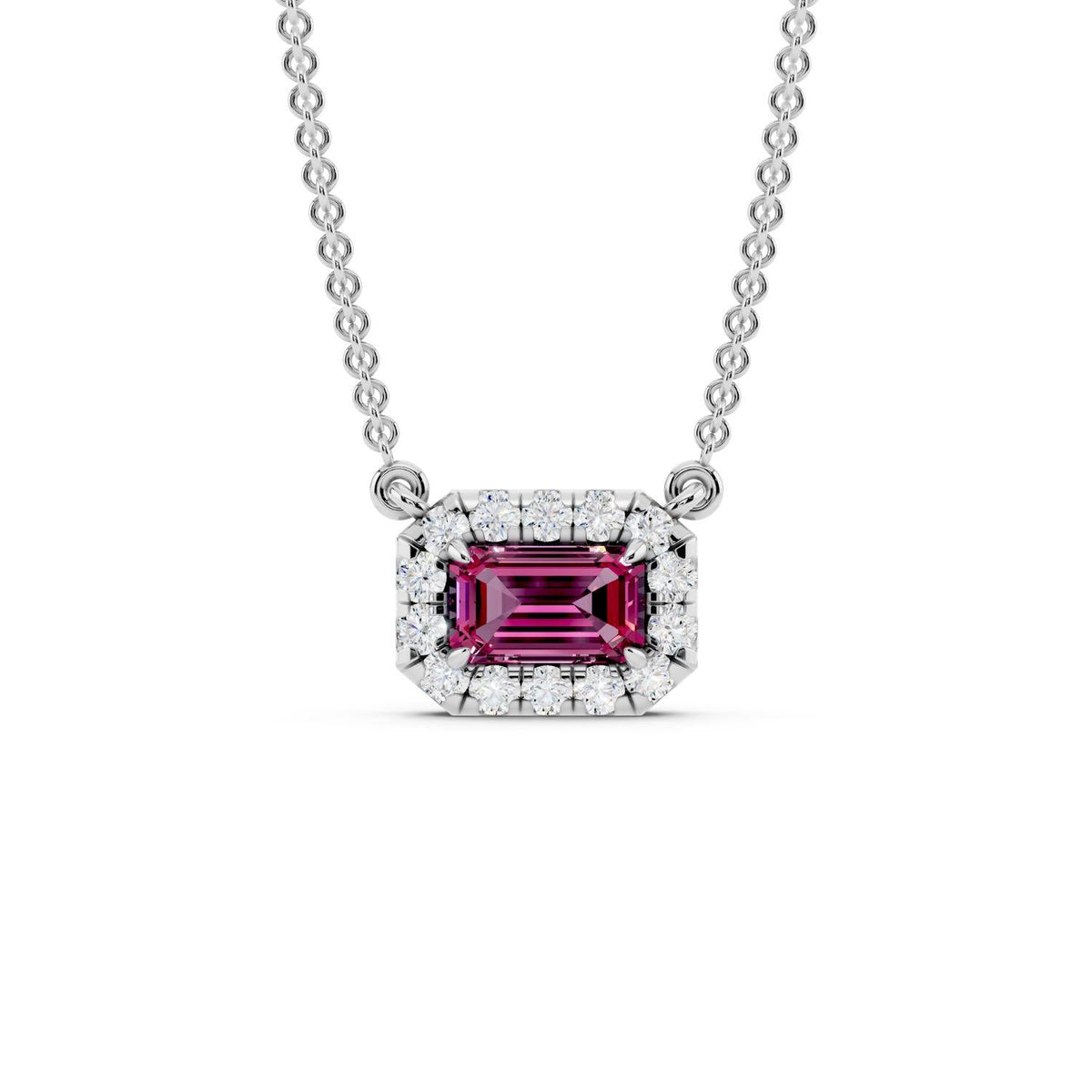 Birthstone Halo Pendant Necklace
