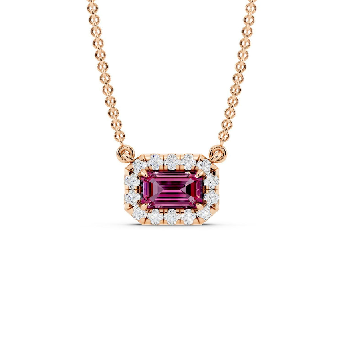 Birthstone Halo Pendant Necklace