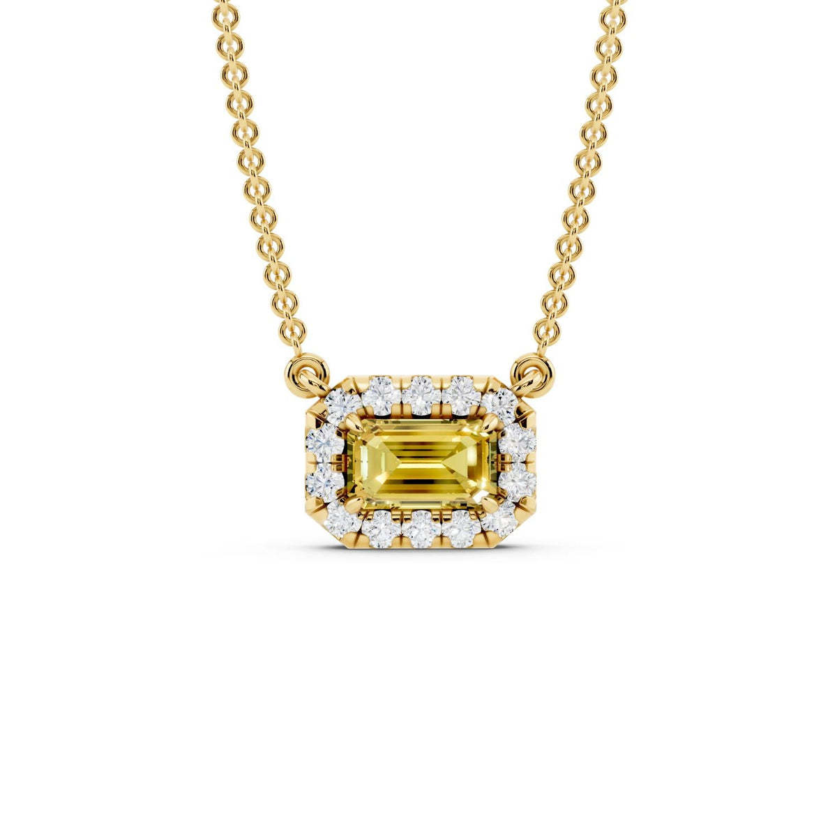 Birthstone Halo Pendant Necklace