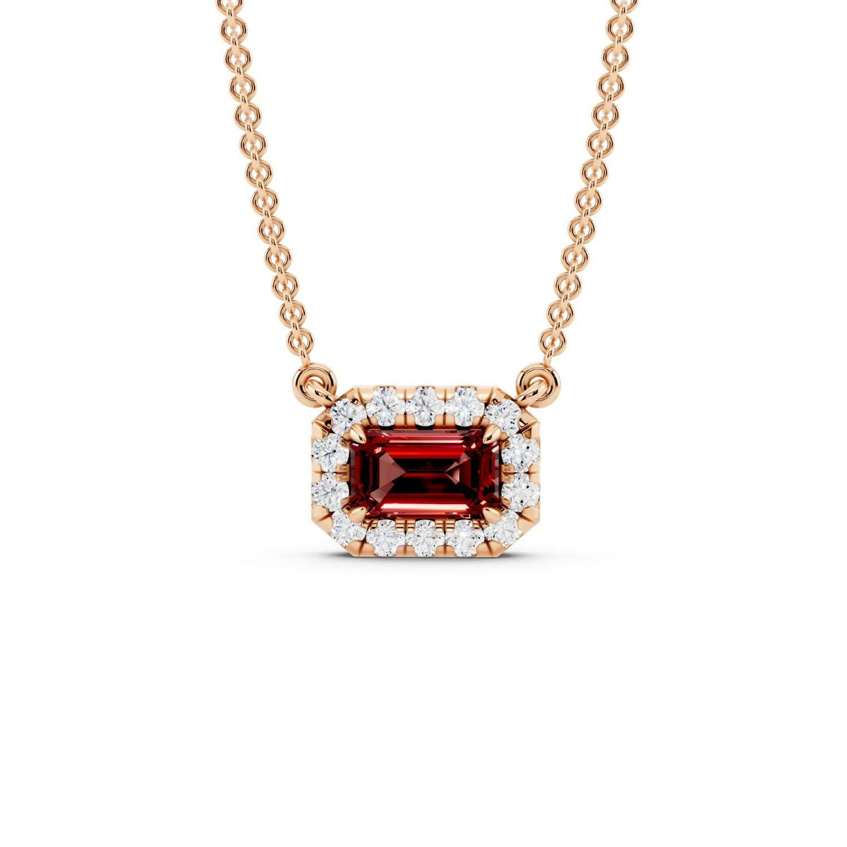 Birthstone Halo Pendant Necklace