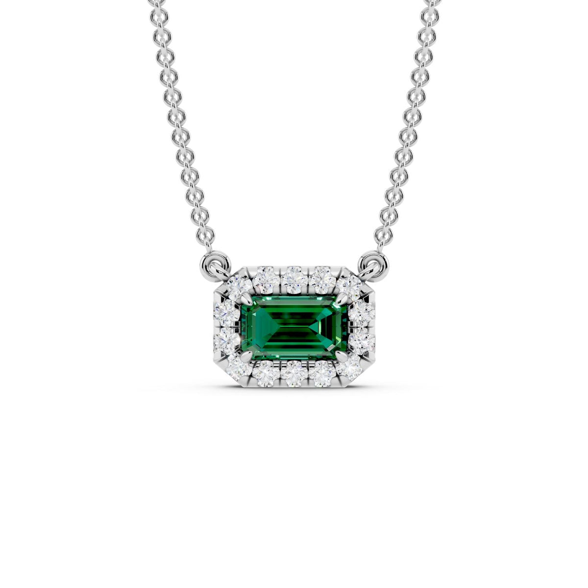 Birthstone Halo Pendant Necklace