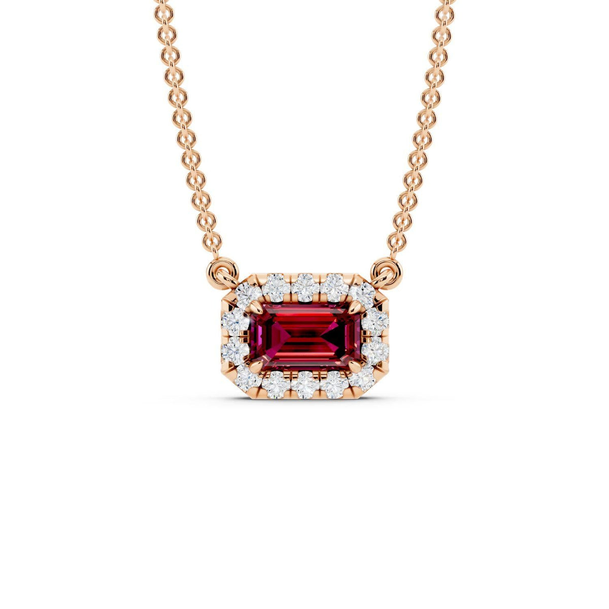 Birthstone Halo Pendant Necklace