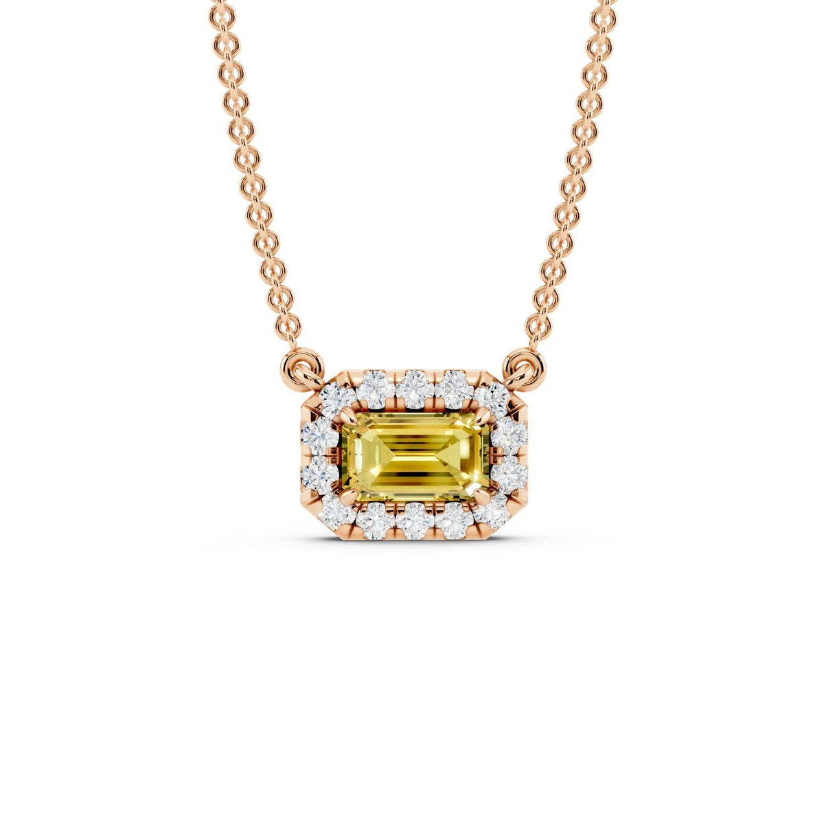 Birthstone Halo Pendant Necklace