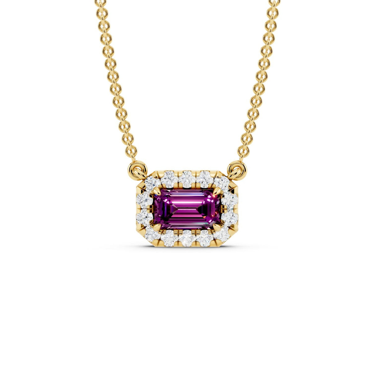 Birthstone Halo Pendant Necklace