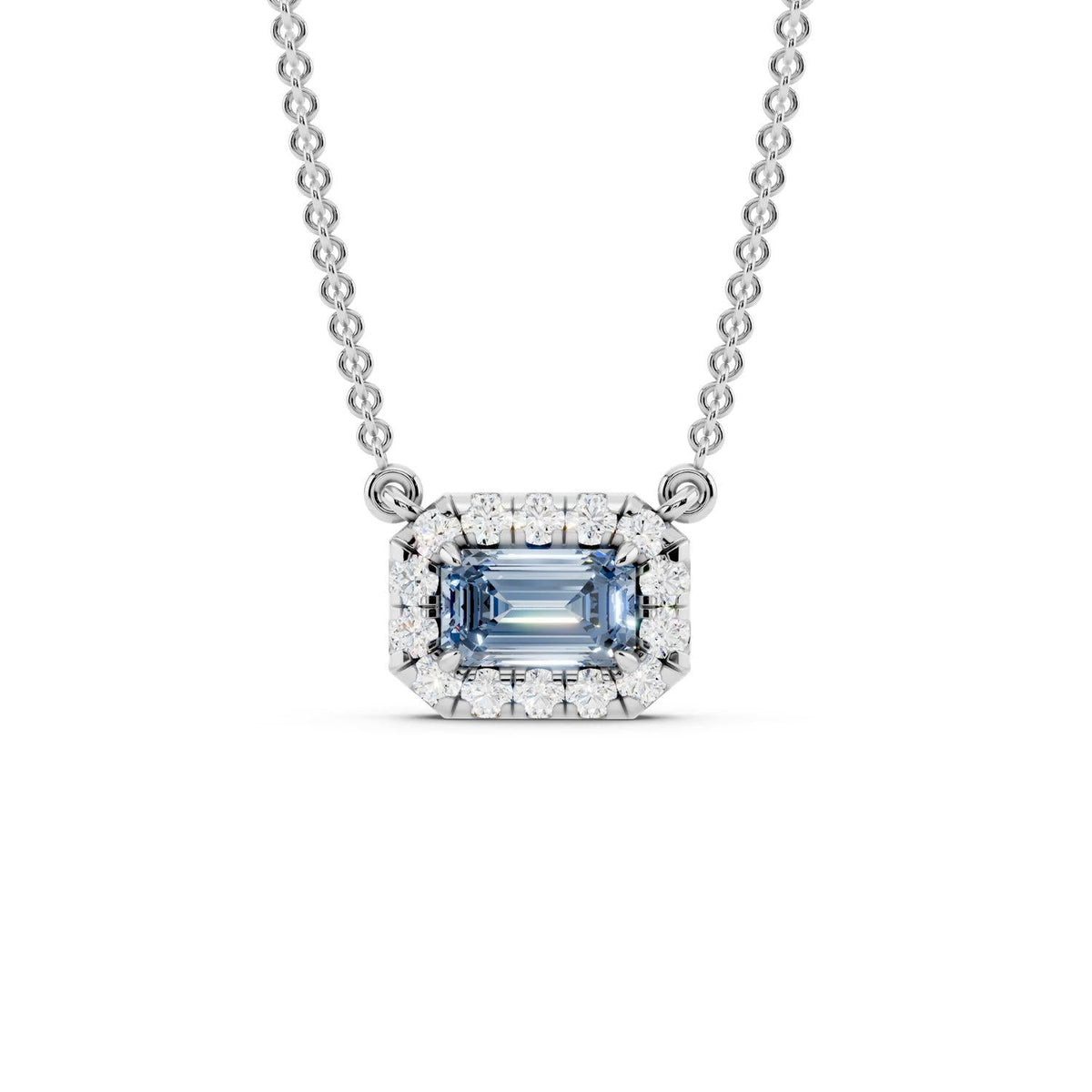 Birthstone Halo Pendant Necklace