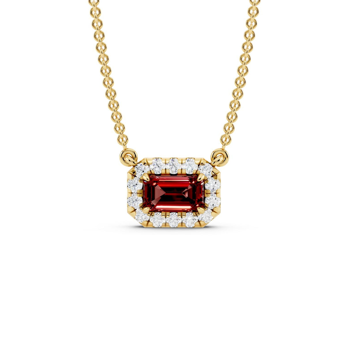 Birthstone Halo Pendant Necklace