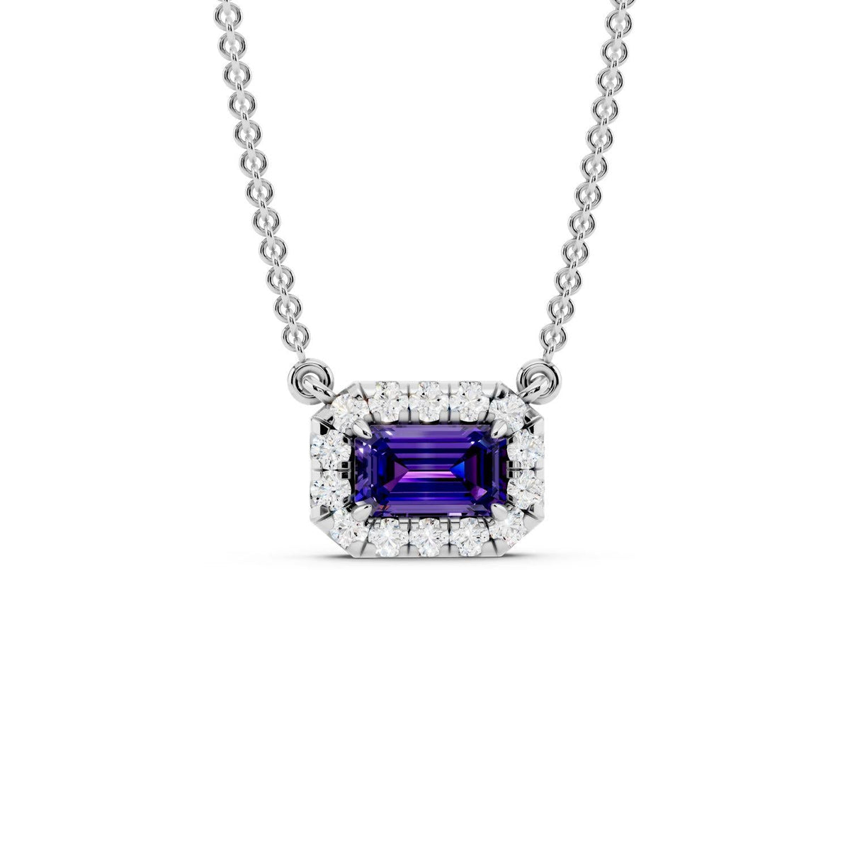 Birthstone Halo Pendant Necklace