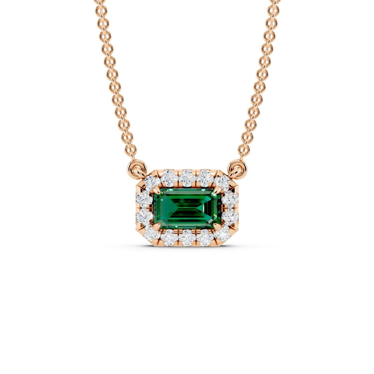 Birthstone Halo Pendant Necklace
