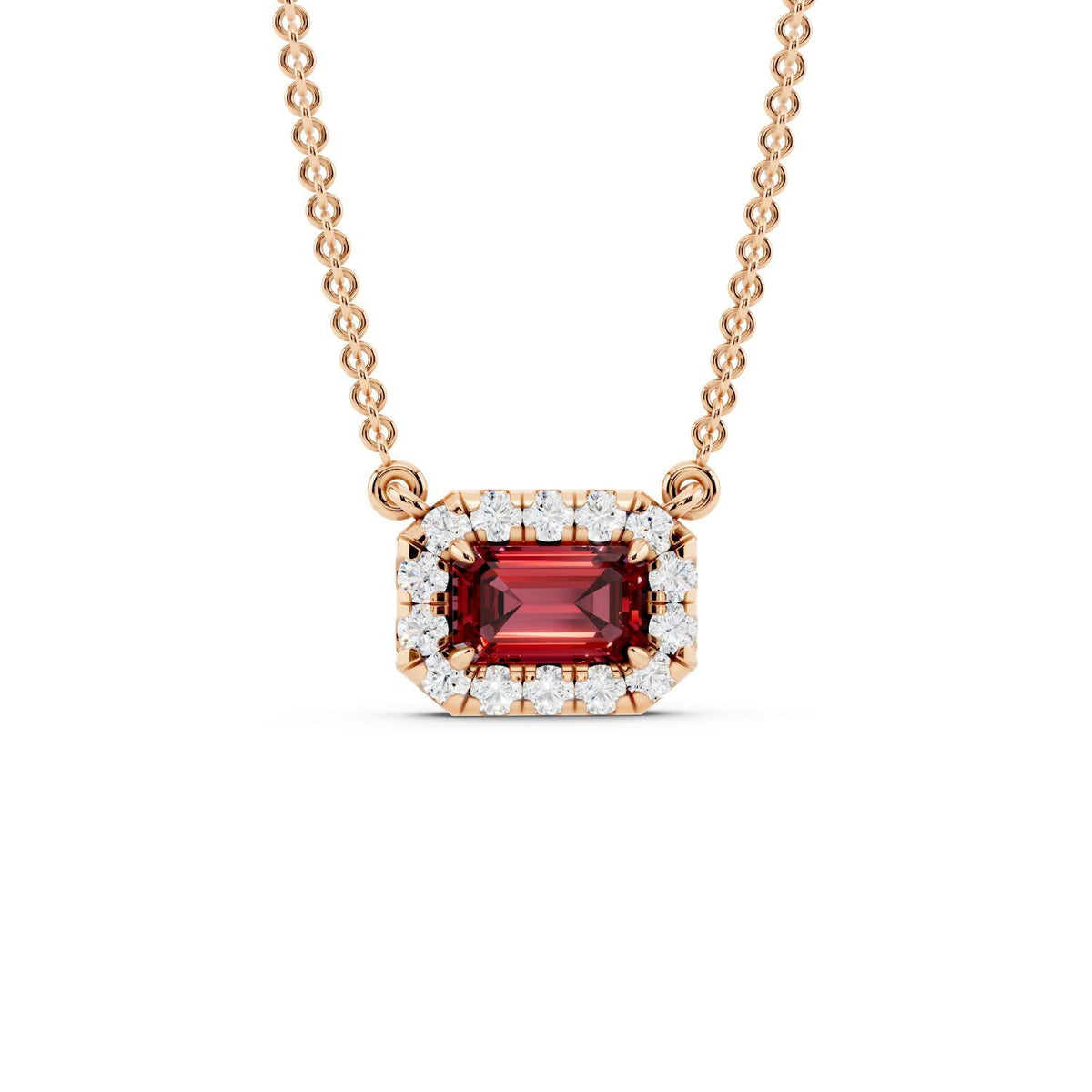 Birthstone Halo Pendant Necklace