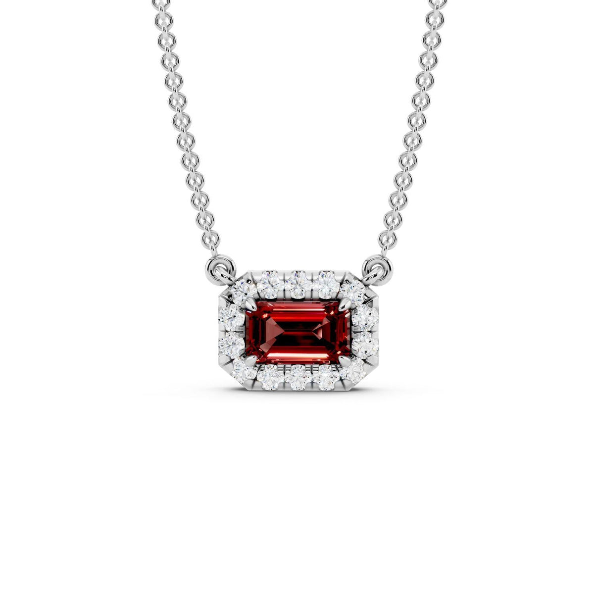 Birthstone Halo Pendant Necklace