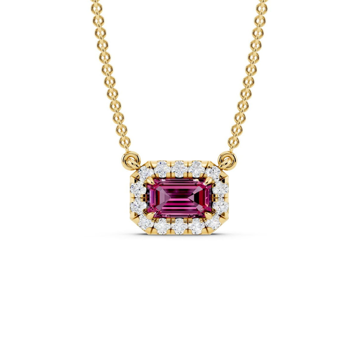 Birthstone Halo Pendant Necklace
