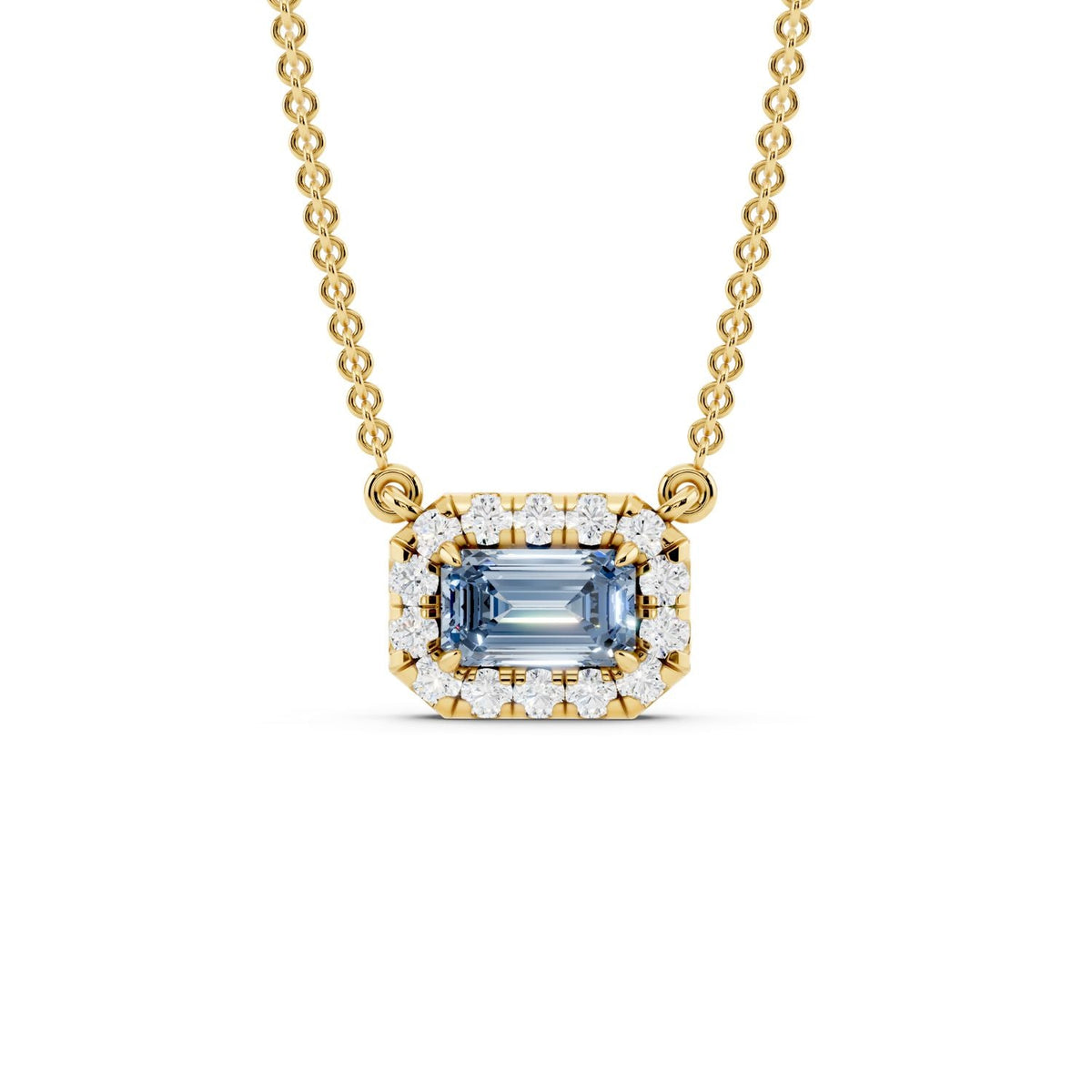 Birthstone Halo Pendant Necklace