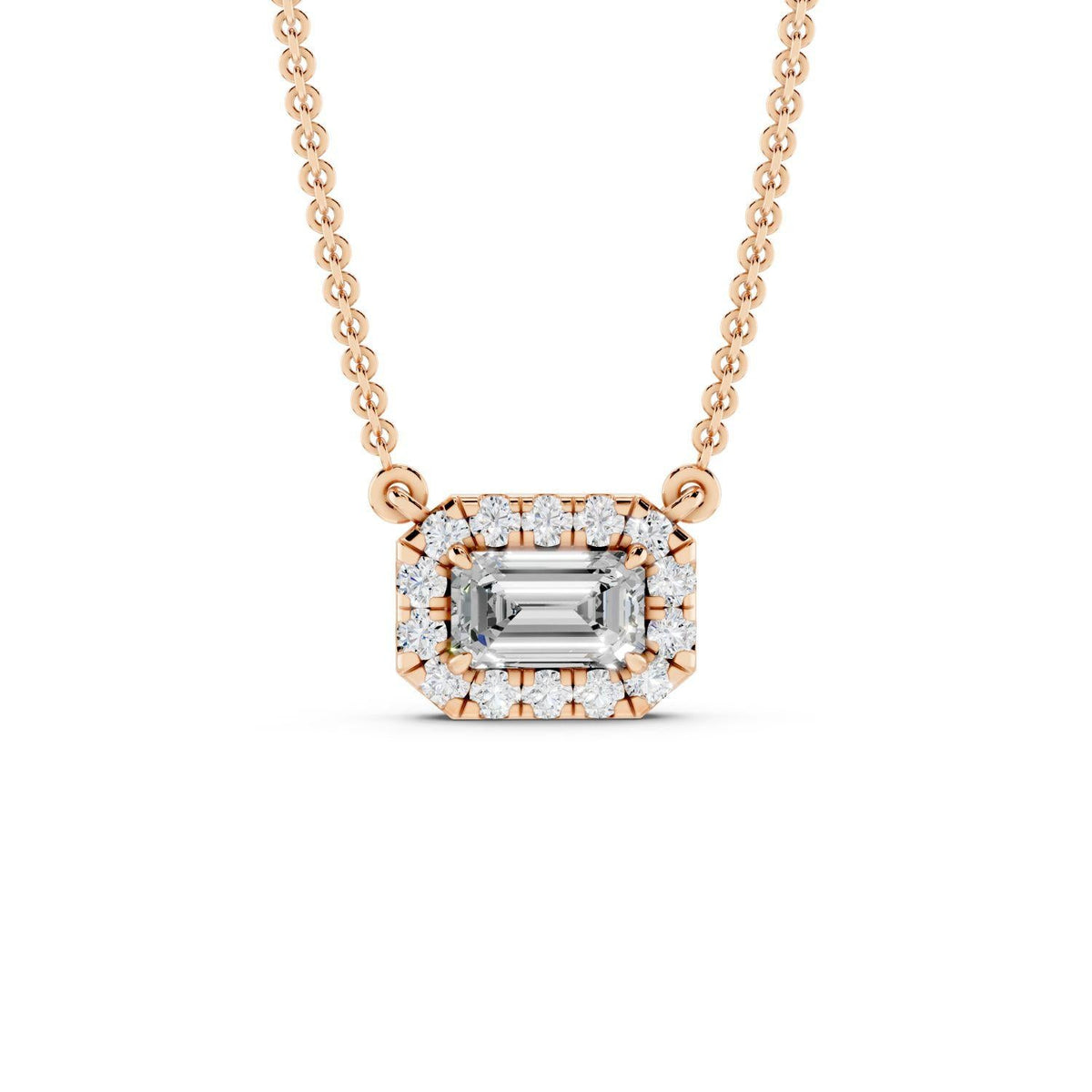 Birthstone Halo Pendant Necklace