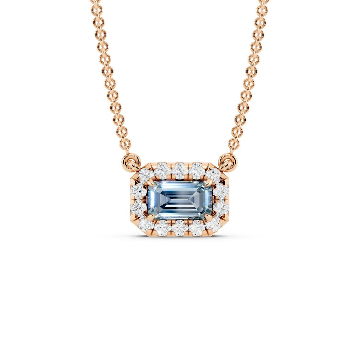 Birthstone Halo Pendant Necklace