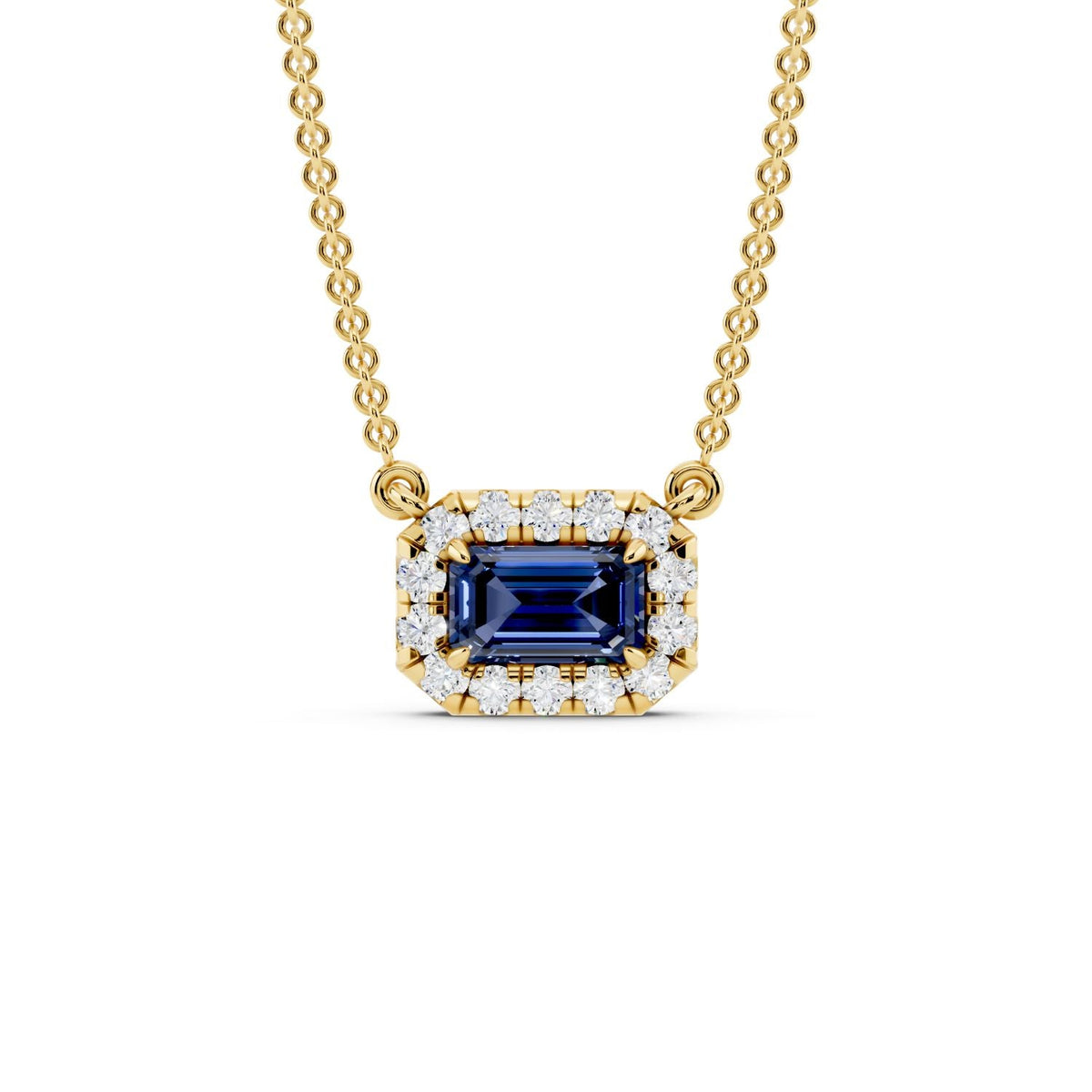 Birthstone Halo Pendant Necklace