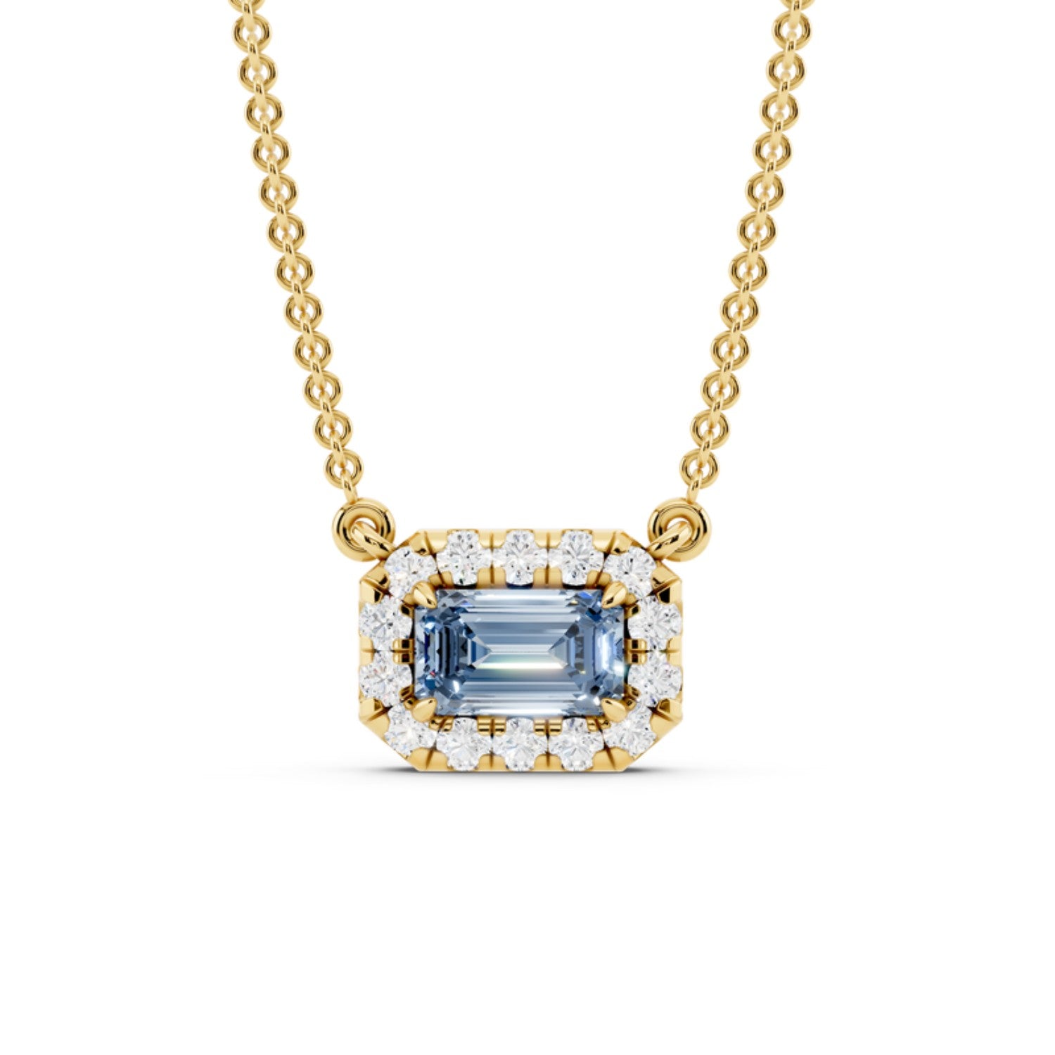 Birthstone Halo Pendant Necklace, June birthstone, 14K gold