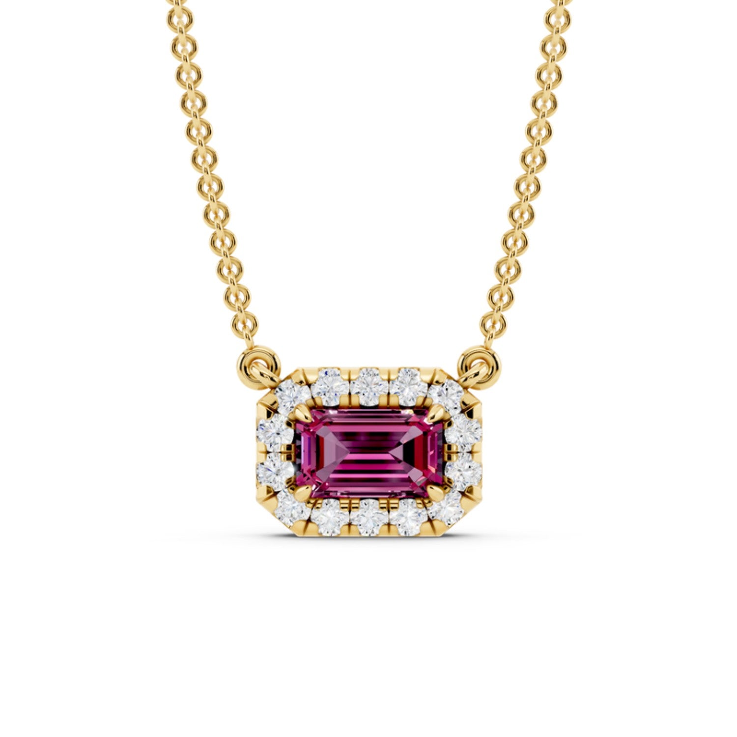 Birthstone Halo Pendant Necklace, October birthstone, 14K gold