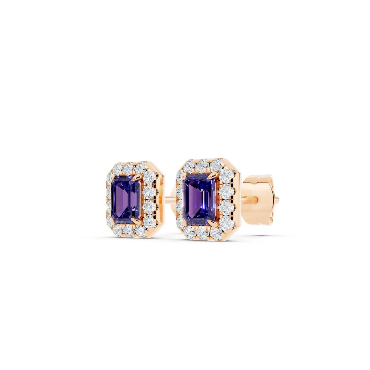 Birthstone Halo Stud Earrings