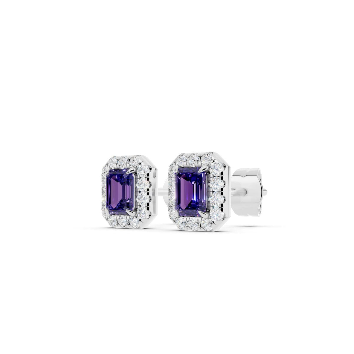 Birthstone Halo Stud Earrings