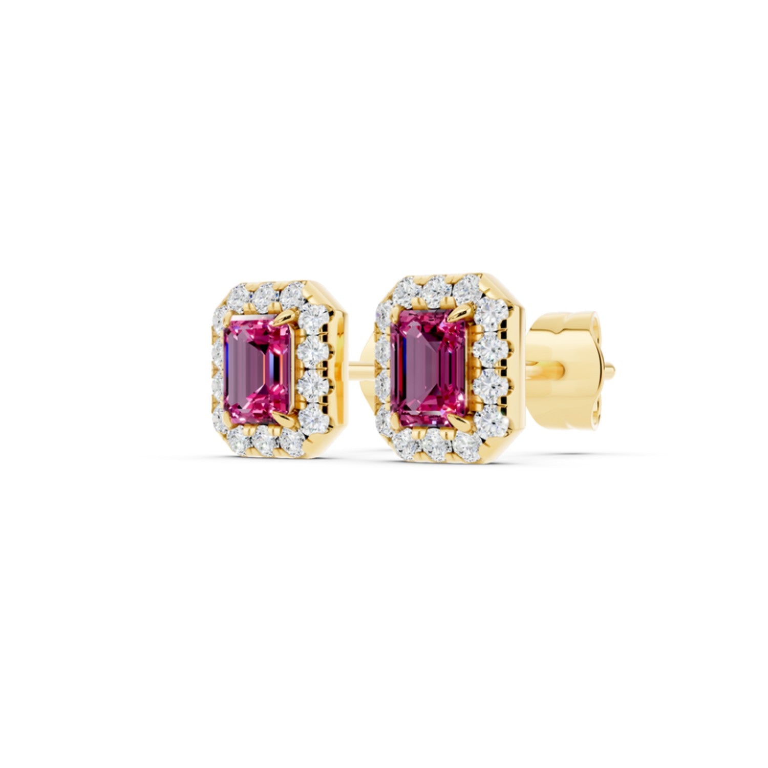 Birthstone Halo Stud Earrings, October birthstone, 14K gold