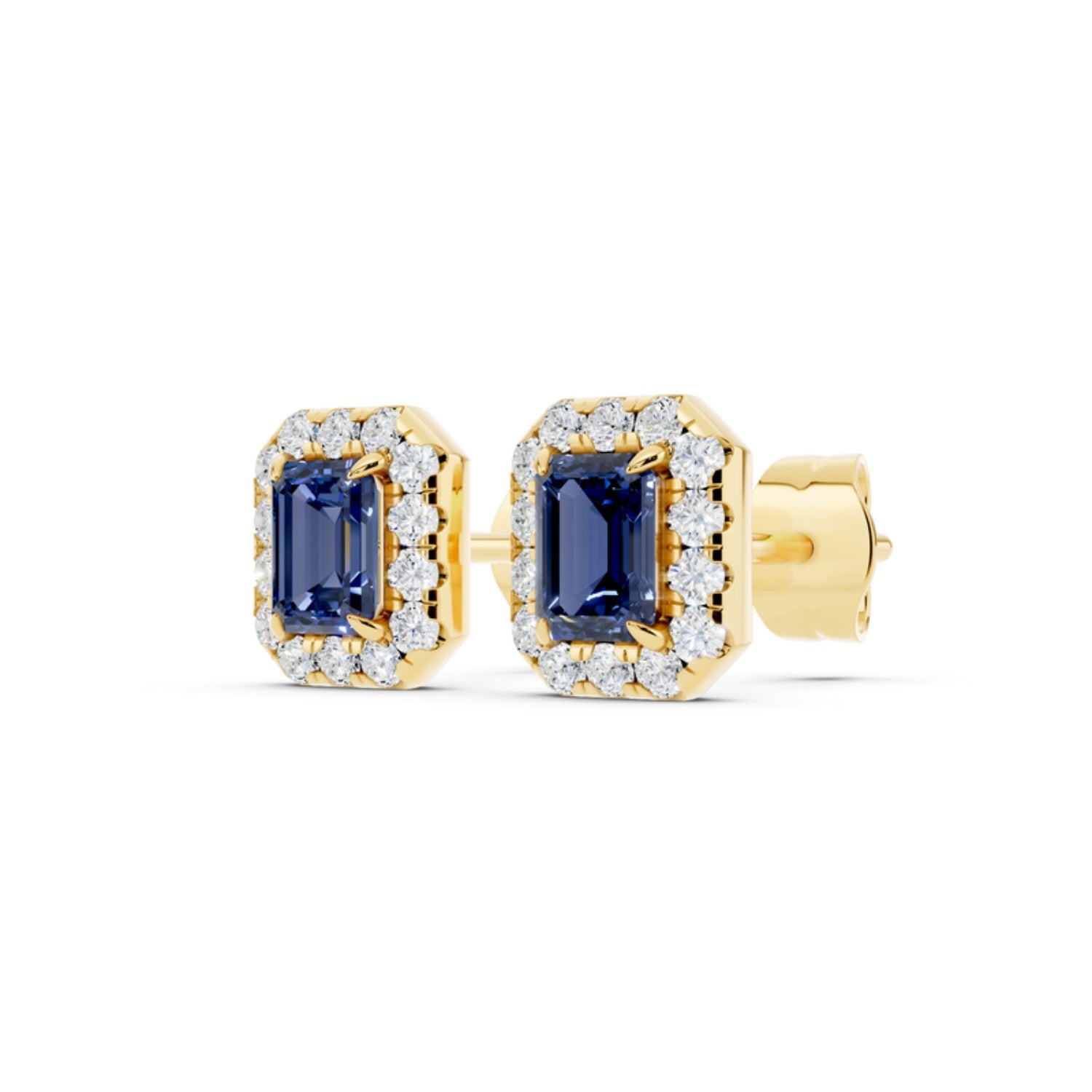 Birthstone Halo Stud Earrings, September birthstone, 14K gold