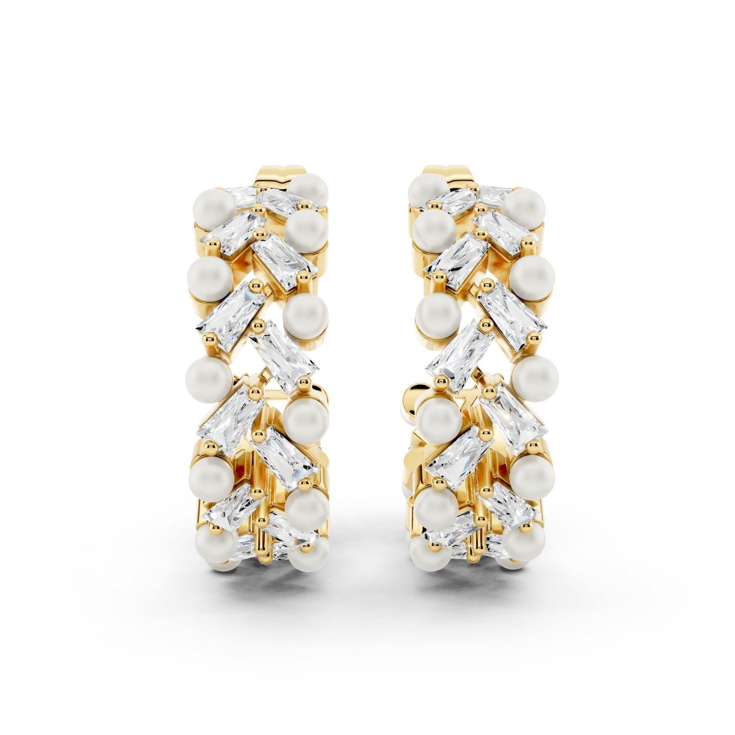 Diamond and Pearl Mosaic Hoops