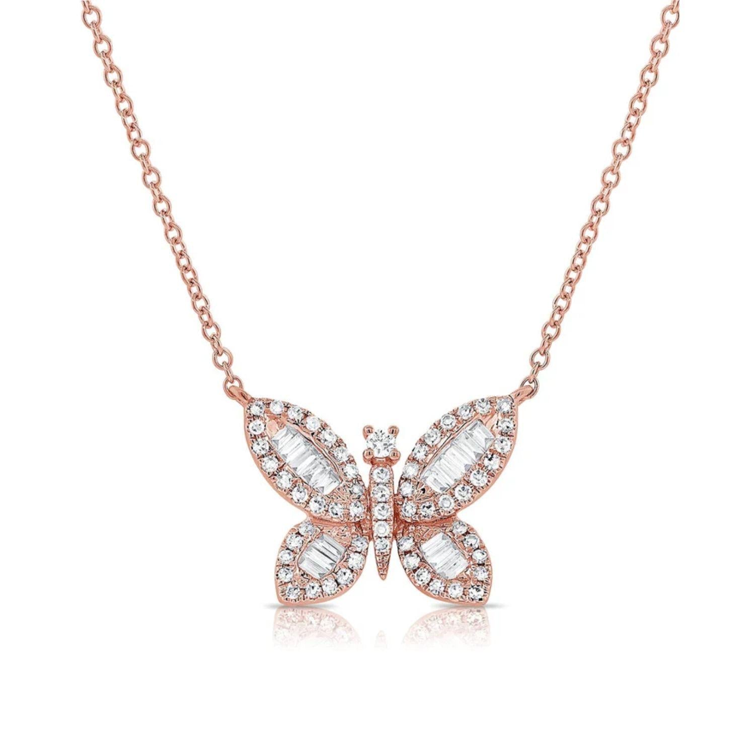 Diamond Baguette Butterfly Necklace