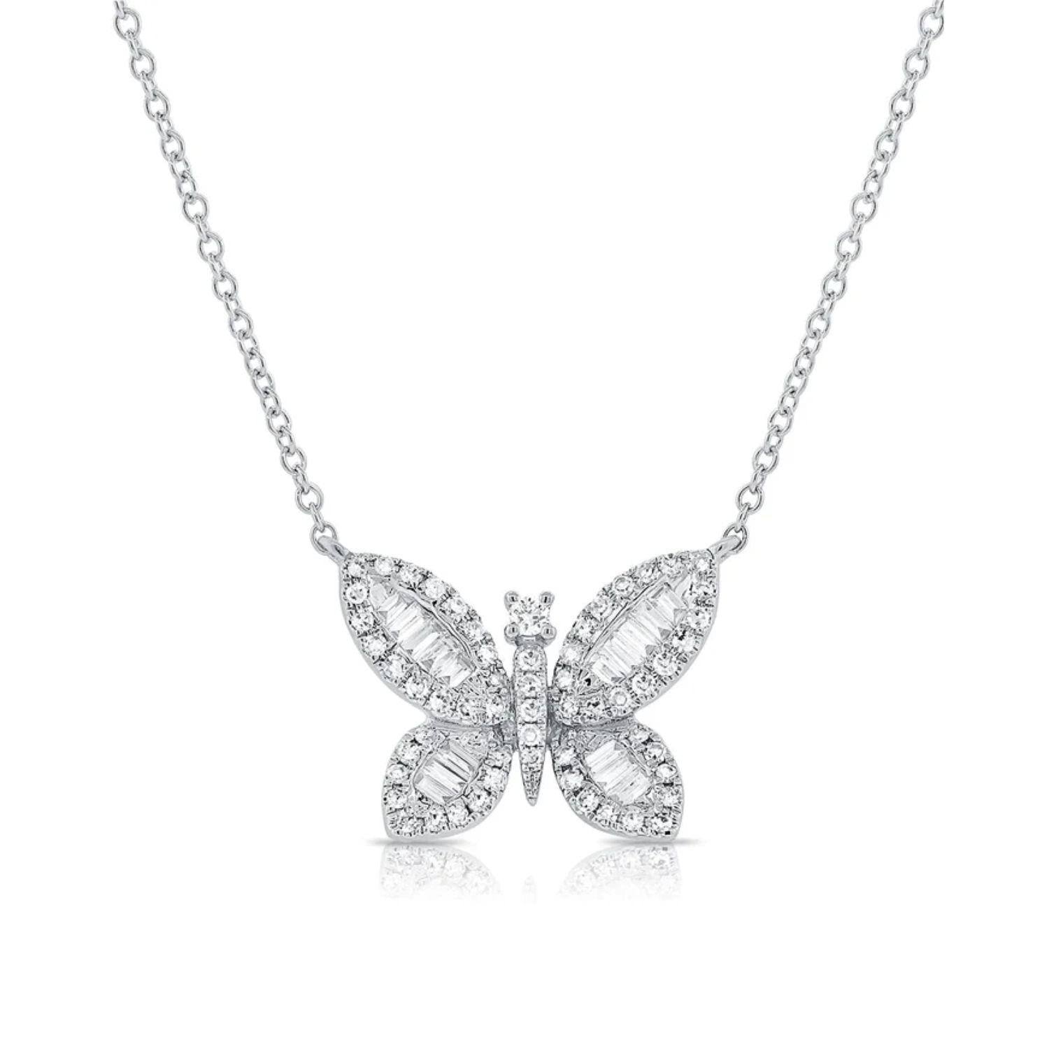 Diamond Baguette Butterfly Necklace