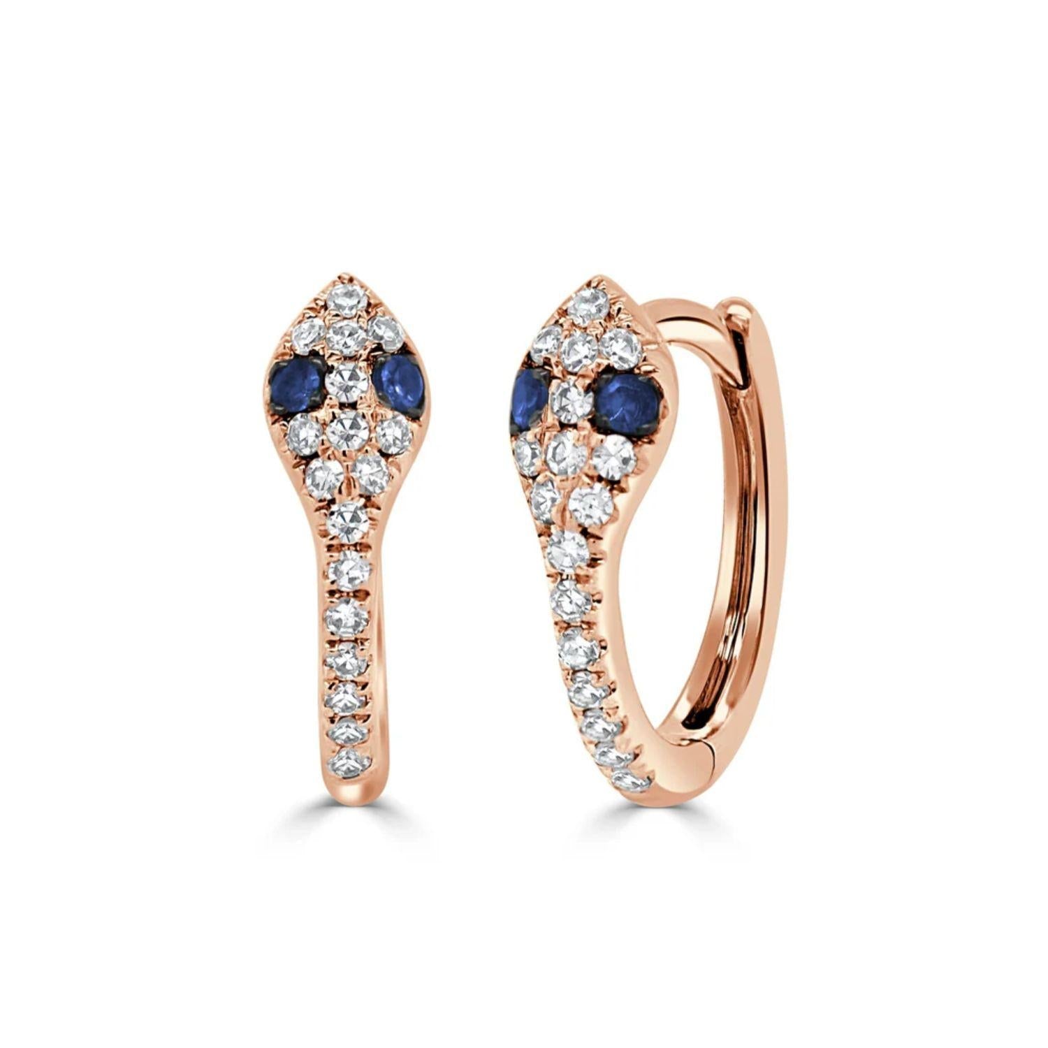 Diamond Blue Sapphire Snake Huggie Earrings