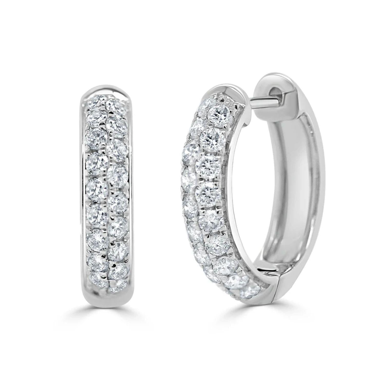 Diamond Double Row Hoop Earrings
