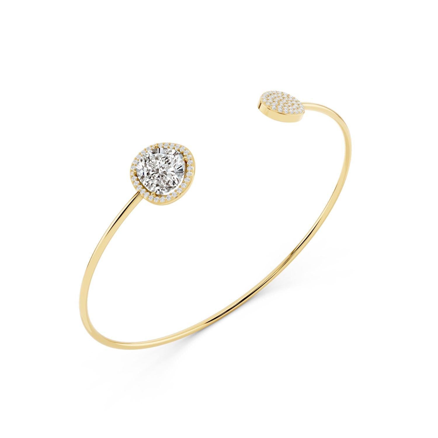 Diamond Halo Open Cuff Bangle