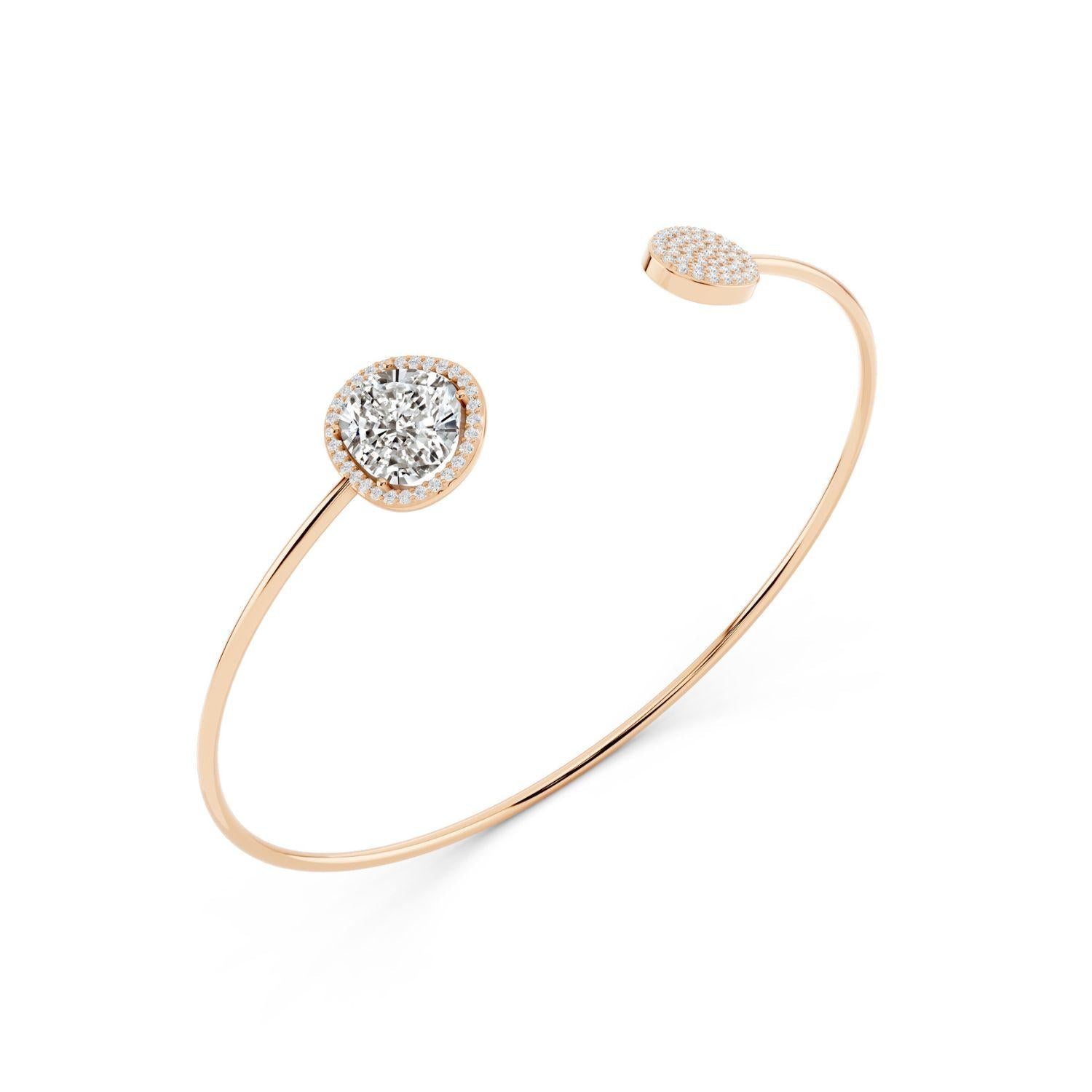 Diamond Halo Open Cuff Bangle