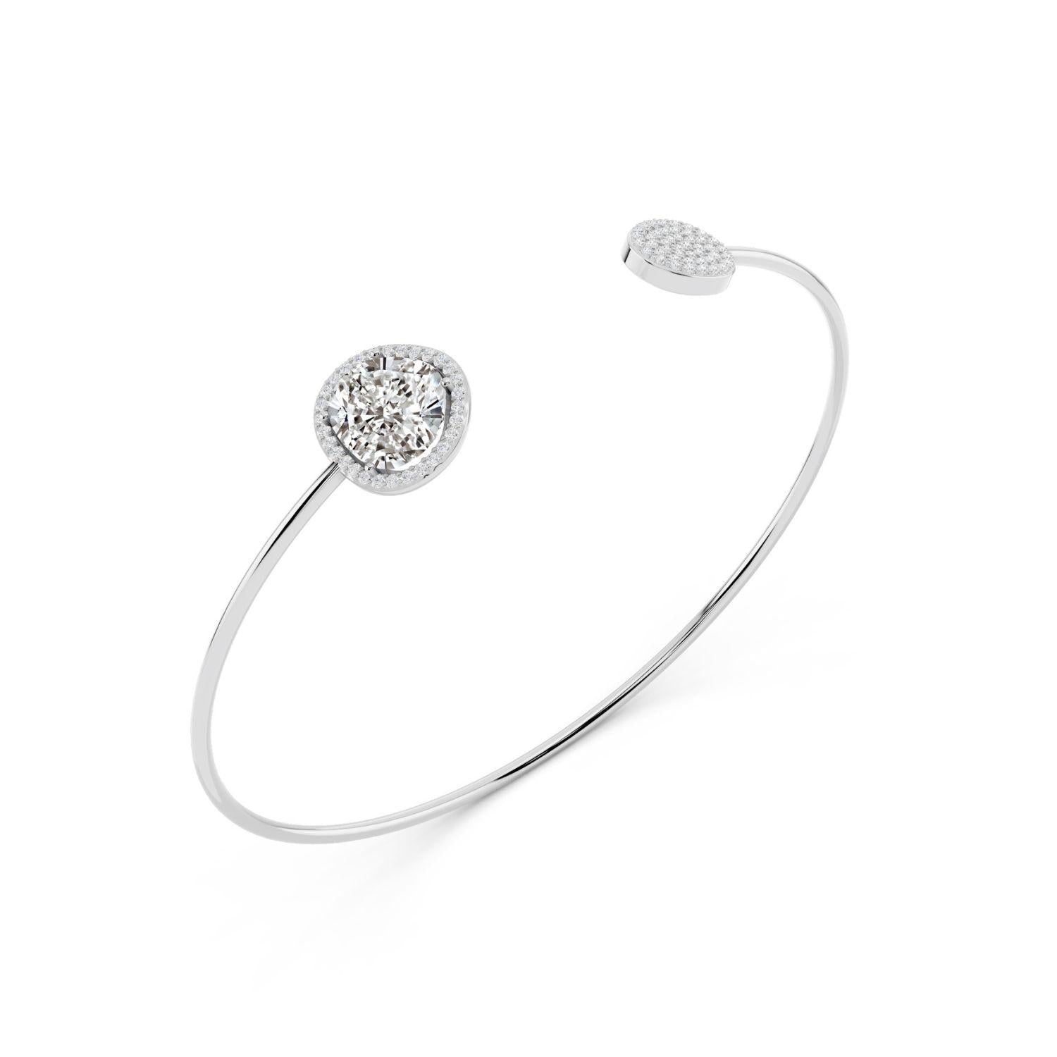 Diamond Halo Open Cuff Bangle
