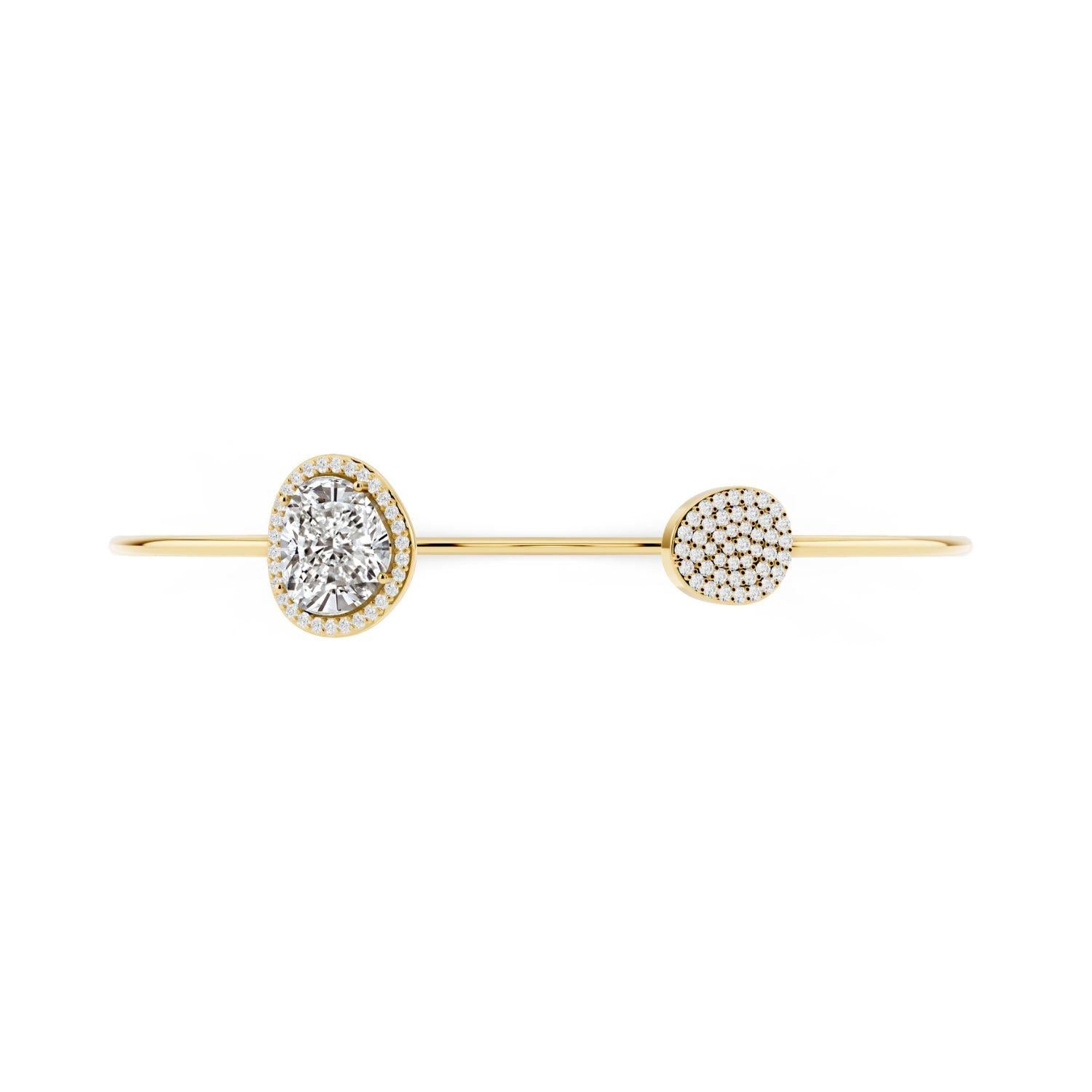 Diamond Halo Open Cuff Bangle