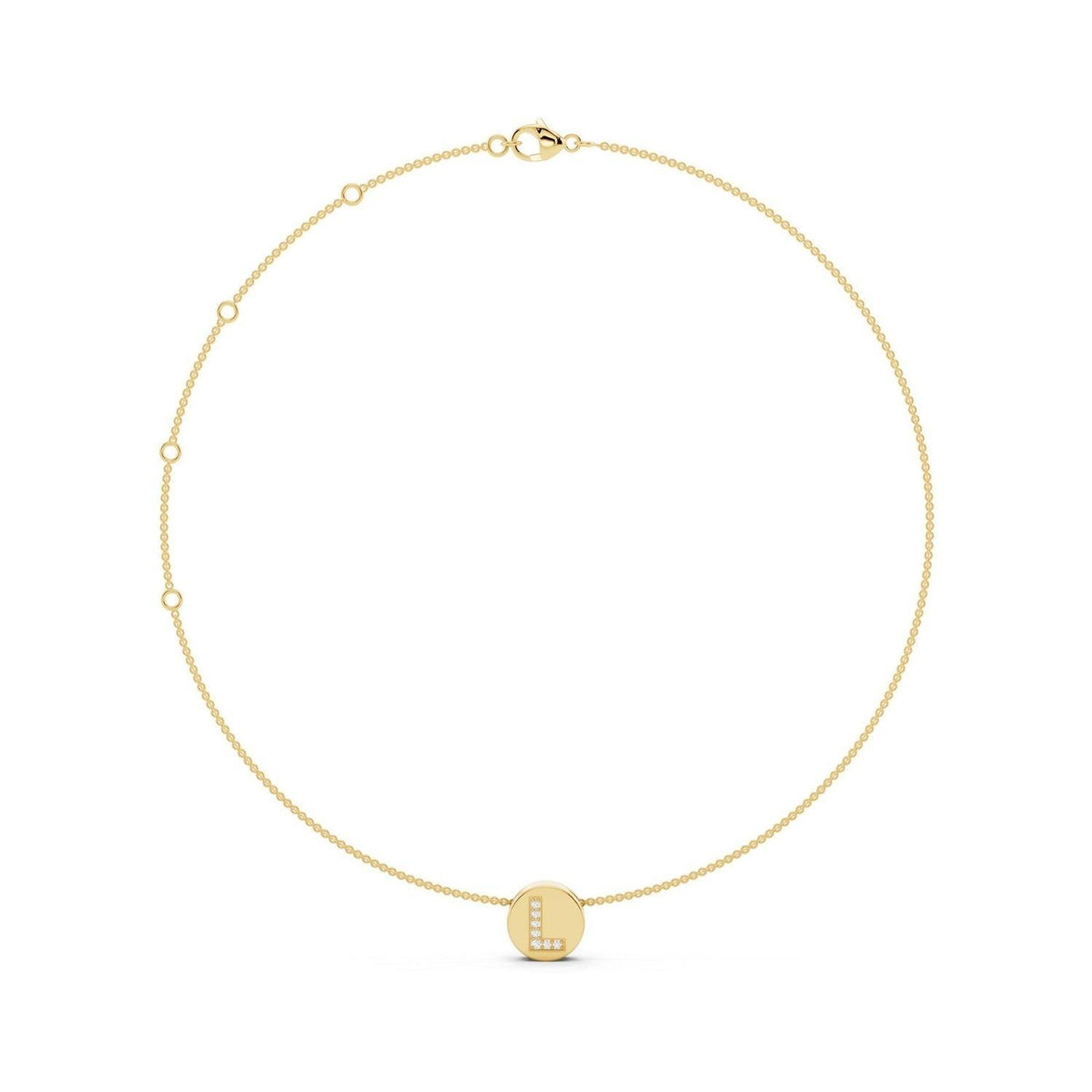 Diamond Initial Disc Necklace