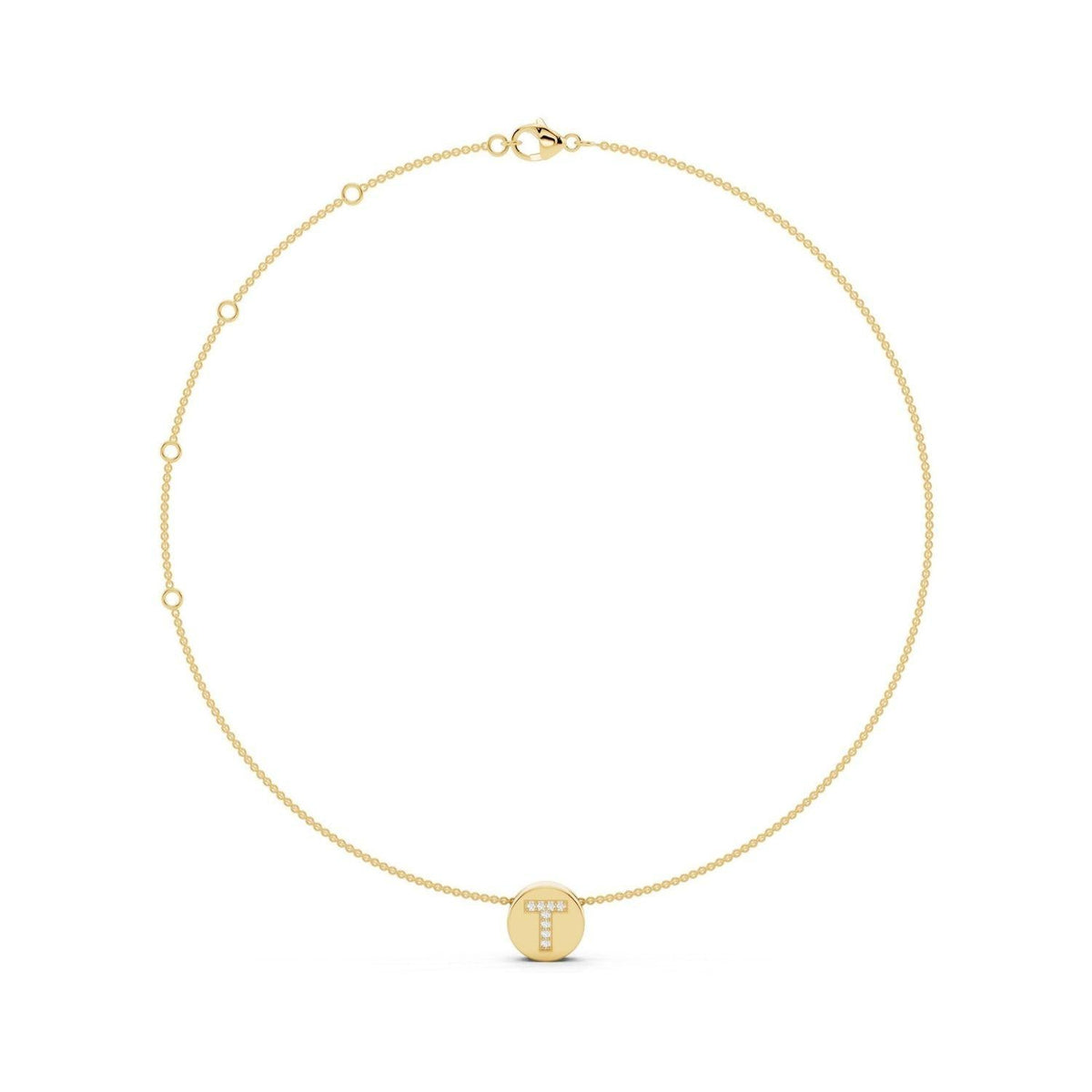 Diamond Initial Disc Necklace